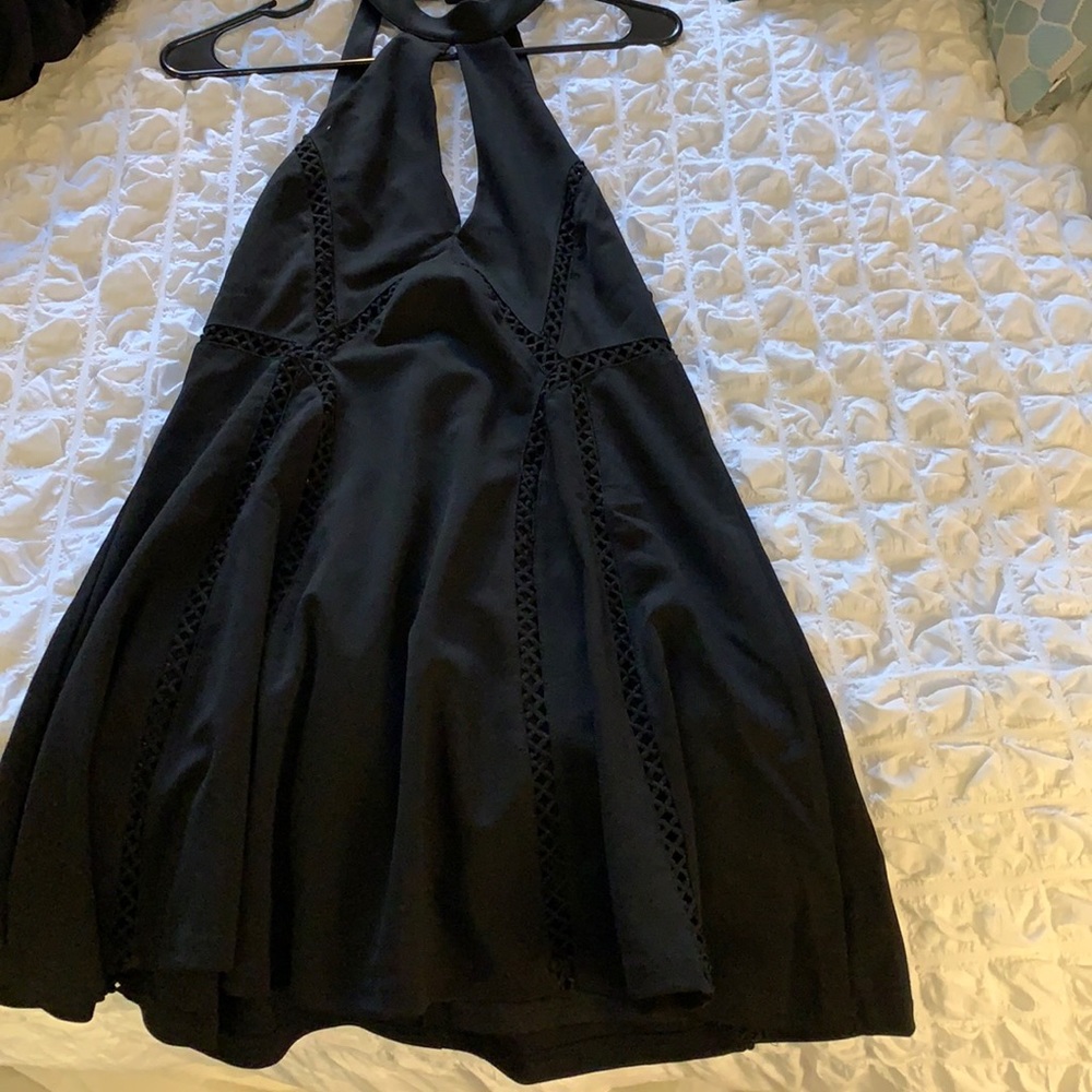 Short black high necked dress